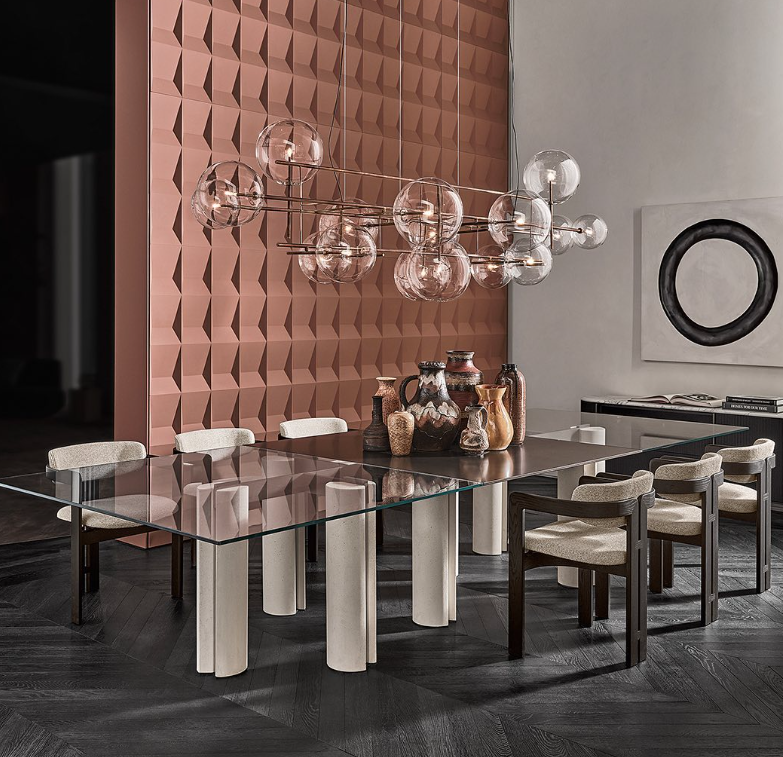 Chandelier I Pendant - Bolle Orizzontale 10 / Brass / 200x120x85H / 400cm drop / 12V