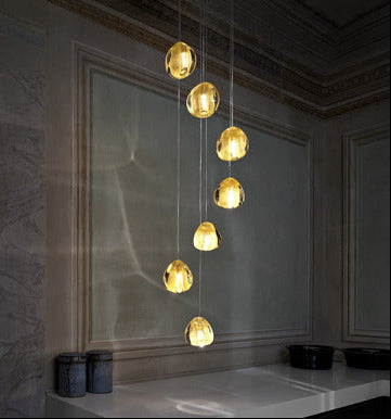 Mizu 7 lights Chandelier Clear crystal with Gold Leaf