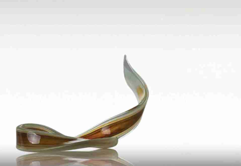 Wave Glass Sculpture Multi Amber & Green