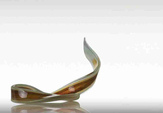 Wave Glass Sculpture Multi Amber & Green