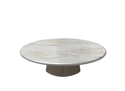 Coffee Table - Leon / 130 x 34H / Sand base / Glossy Calacatta Gold marble