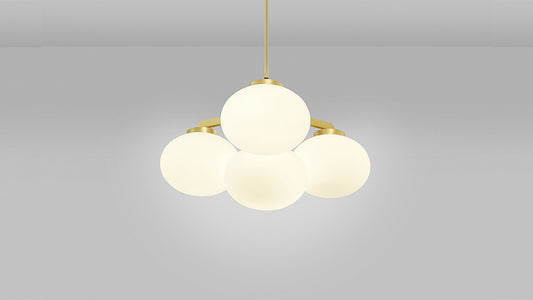 Chandelier I Pendant - Cloudesly / 85x39H / 100cm drop / Opal / Satin Brass