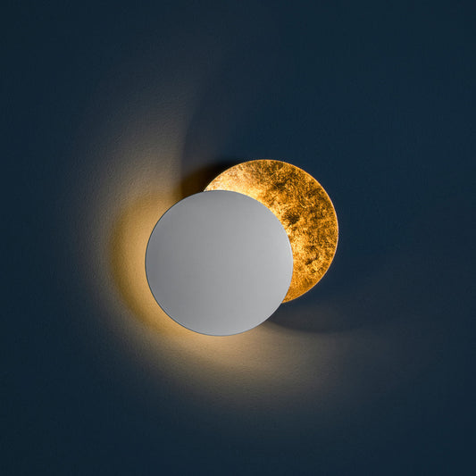Wall Light - Lederam W / Dia 25 / White & Gold / White base