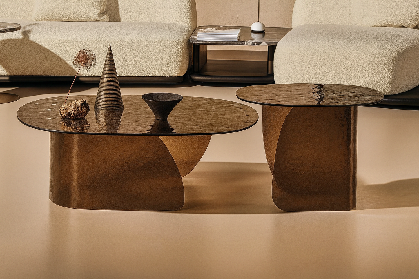 Coffee Table - Blur A / Cast Glass Bronze  / 65 x 50 x 50H