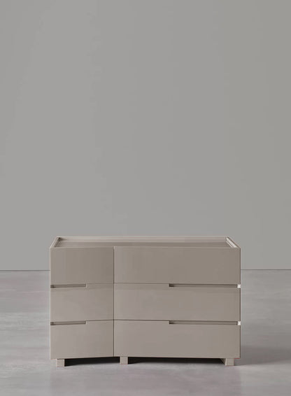 Cabinet - Wallis Duo L / Sand / Glossy Lacquered / Back-painted glass / 120x55x75H / w/ drawers