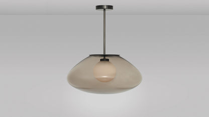 Petra L Pendant Bronze Smoke with opal glass