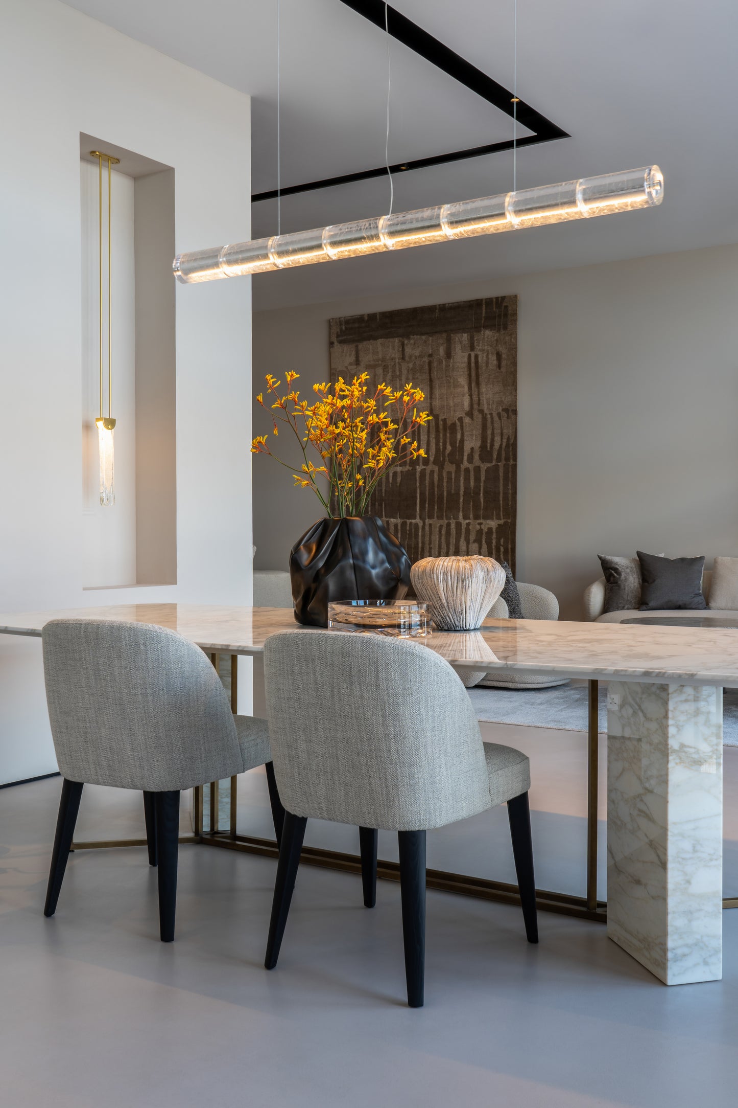 Chandelier I Pendant - Luce Orizzontale S1 / Silver / Glass Tubes / LED / 165.6 x 80H