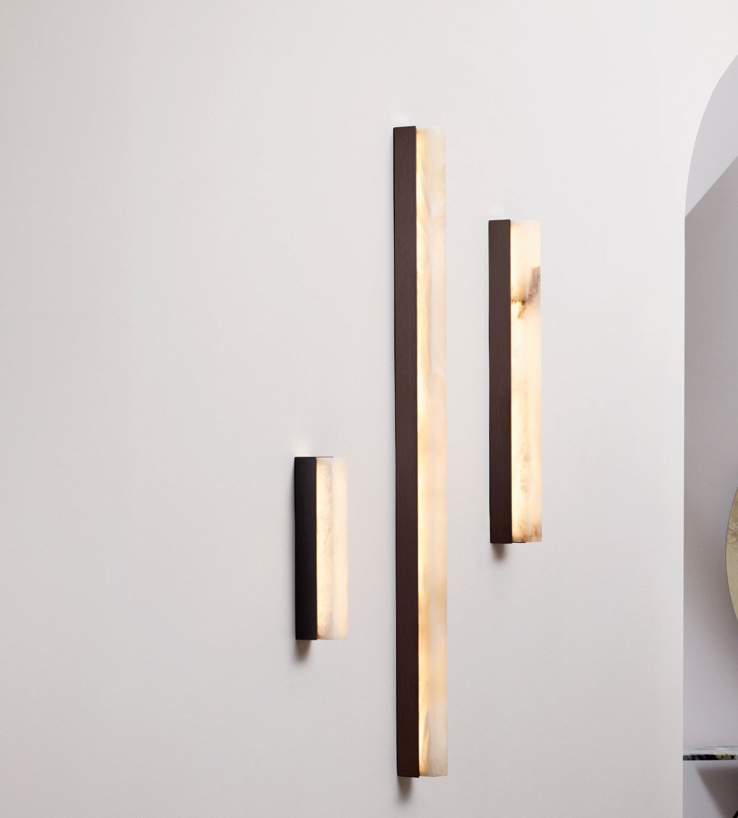 Wall Light - Artes 600 / 4.5 x 9 x 61H / Small / Bronze / Honed Alabaster / DALI