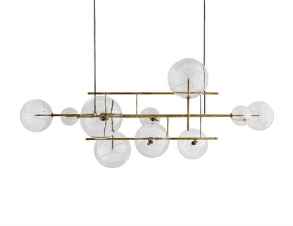 Bolle Orizzontale 10 Pendant Transp. Glass w/ Brass