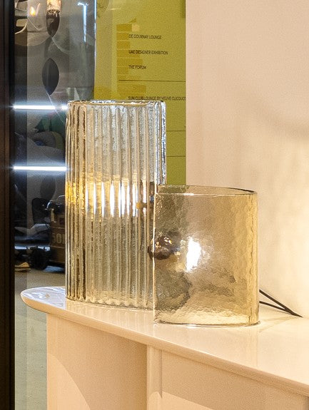 Table lamp - Bonfire Stripes / Black Chromed metal  / 33 x 20 x 50H / Calendula molten glass