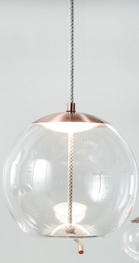 Chandelier I Pendant - Knot Small Sfera - Transparant Glass / Brushed Bronze Lacquer / D30 x 30h