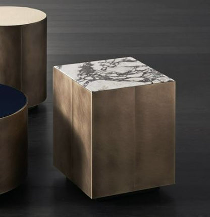 Belt Side Table 40 Glossy Calacatta Gold