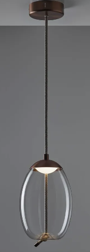 Chandelier I Pendant - Knot Small Uovo / Transparent Glass / Brushed Bronze Lacquer / D18 x 29h