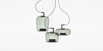 Double Medium Pendant Smoke Grey Glass