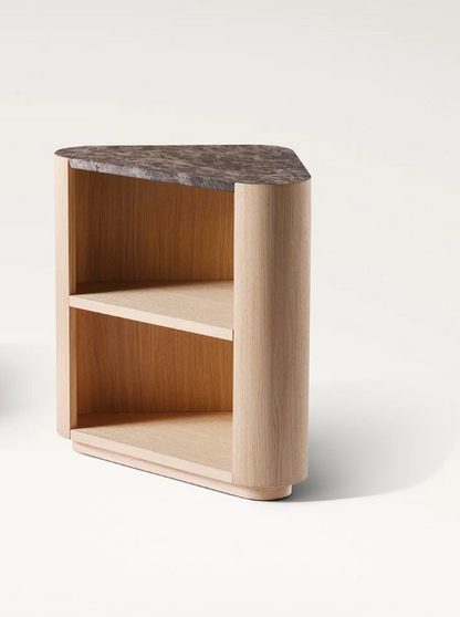 Omar Uno Bedside Table Travertine Titanium