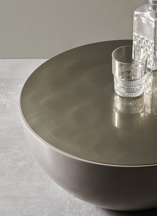 Bongo TB3 Coffee Table Brass Top Glossy Putty