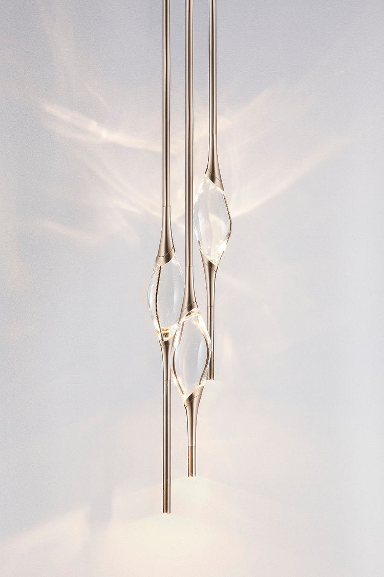 Chandelier I Pendant - Il Pezzo 12 / 20 x 180H / Champagne finish / Cluster E / 3 pendants
