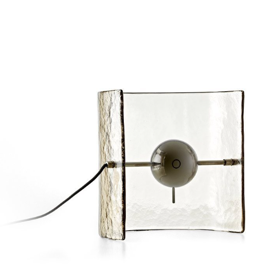 Table lamp - Bonfire / Black Chromed metal  / 33 x 20 x 30H / Calendula molten glass