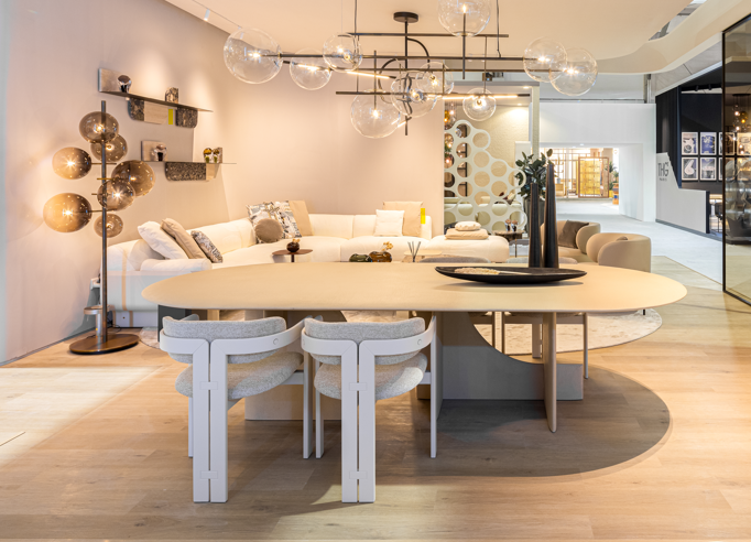 Dining table - Selce-T / Beige / Marble powder / 300x130x74H