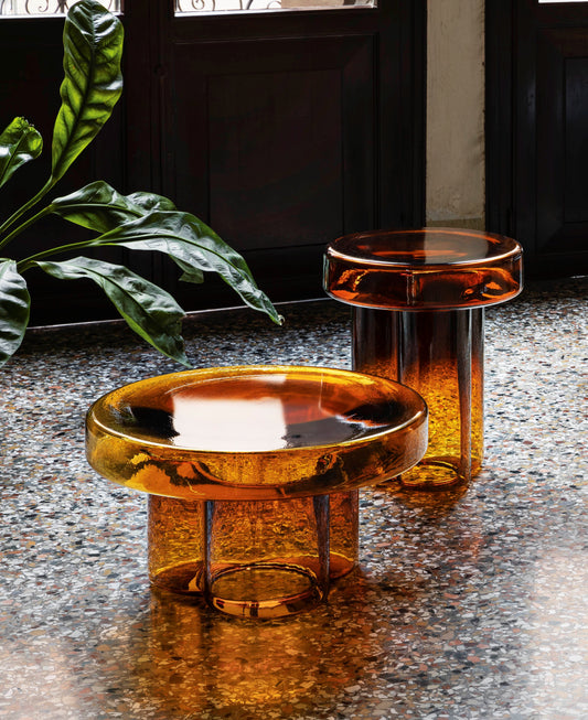 Side Table - Soda Low / Amber / Glass / 55 x 55 x 30H
