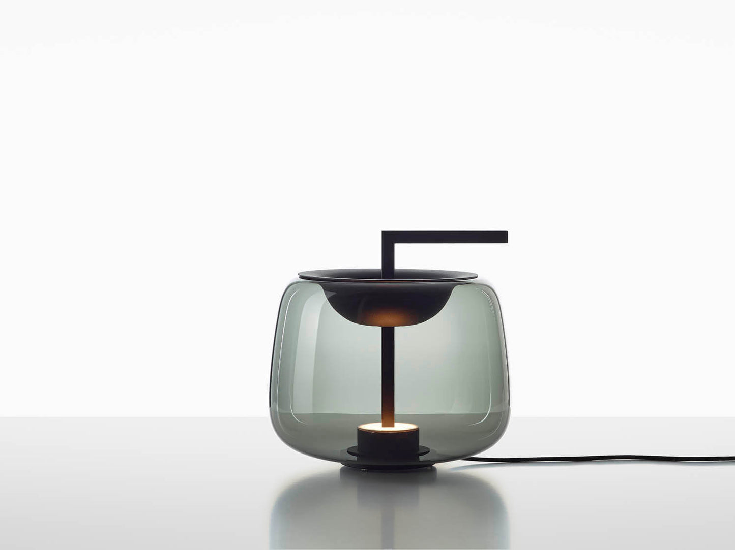 Table lamp - Double Table / Smoke Grey Glass / Black Matte Powder Coating / D35 x 34.8h