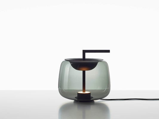 Table lamp - Double Table / Smoke Grey Glass / Black Matte Powder Coating / D35 x 34.8h