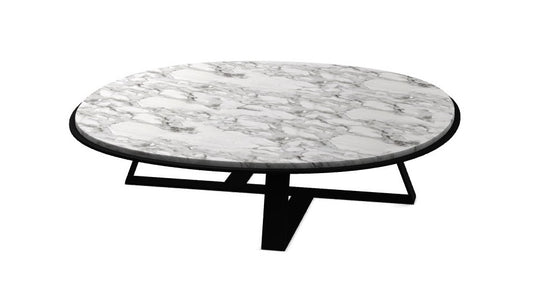Coffee Table - Judd / 140 x 140 x 35H / Black / Glossy Calacatta Black