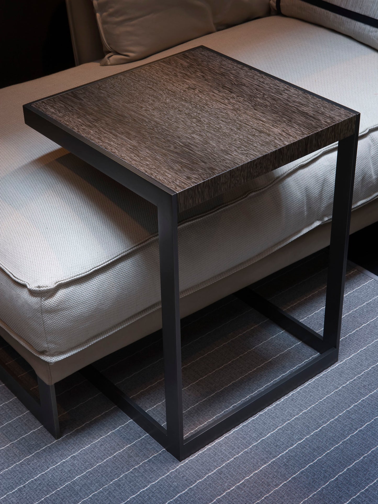 Side Table - Mantova / 45 x 45x 60H / Light Grey / Bronze Sucupira