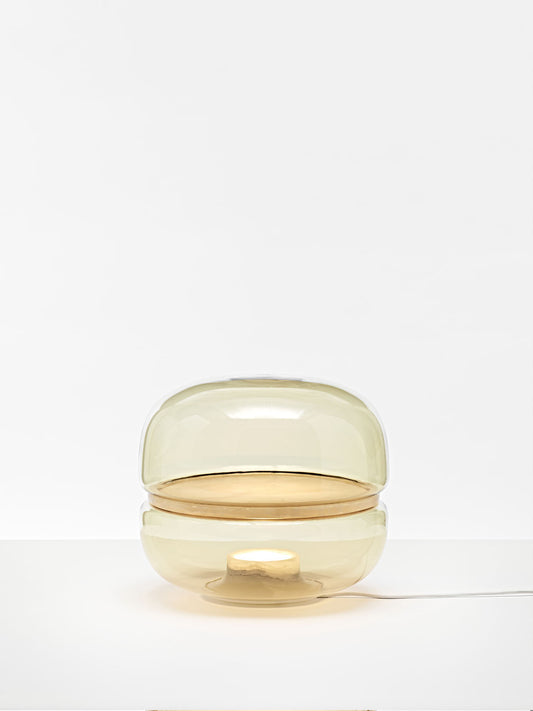 Table lamp - Macaron S / Amber Glass / Stained White Base / D30 x 26h