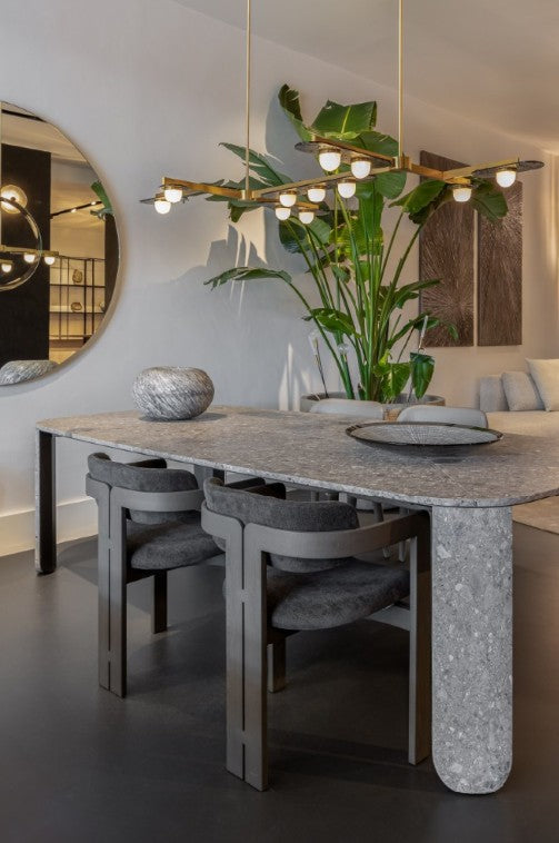 Dining Table - Clemo-T / Brushed Ceppo di Gre / Stone Finish / 260 x 130 x 74H
