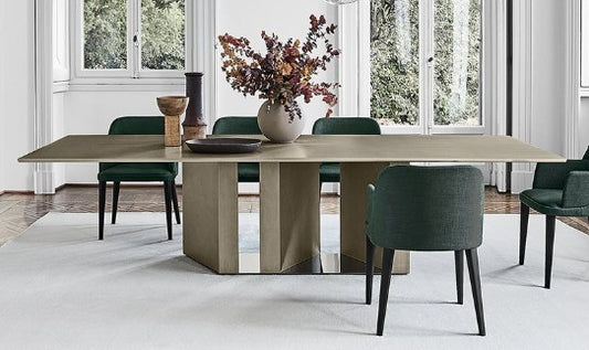 Dining Table - Platium / 280 x 120 x 74H / Matt black base / Cashmere painted glass