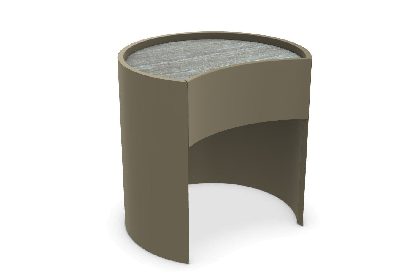 Ronny Bedside Table Travertine Titanium Marble