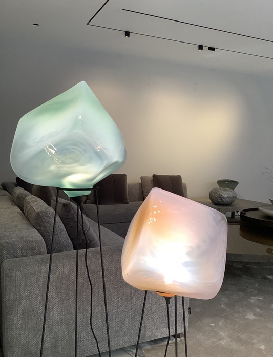Floor lamp - Cubo  / Amber / Glass / Incl. frame