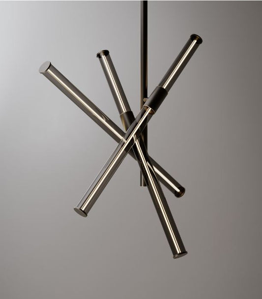 Chandelier I Pendant - Cross / 95 x 75 x 100-150H / Dark burnished brass  / Bronze glass