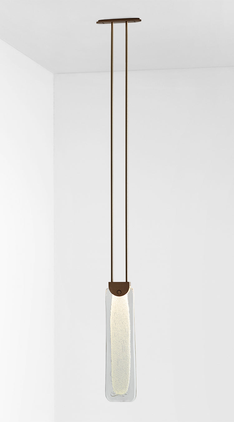 Chandelier I Pendant - Fizi Slab / 17 x 5 x 164 Drop / Brass Fittings