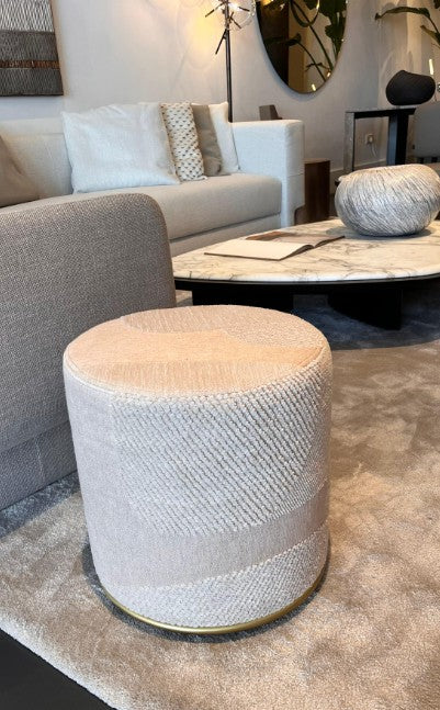 Ottoman - Lou S / Beige / Fabric Origine Sand 002 / D38 x 41H / Satin Brass