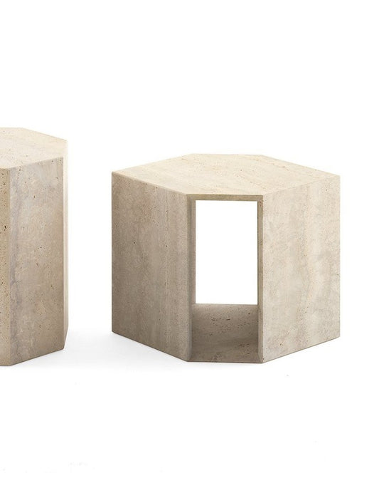 Coffee Table - Prism Low / Roman Travertine marble  / 40 x 40 x 40H