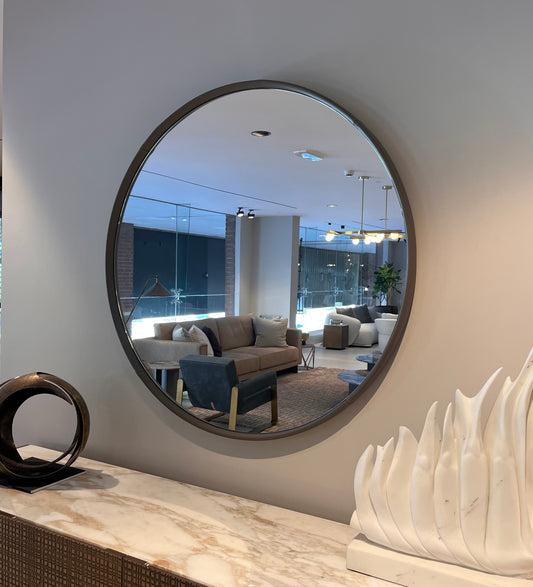 Mirror - Birk 110 / Dia 110 x 5 / Beige / Leather Cleveland 02