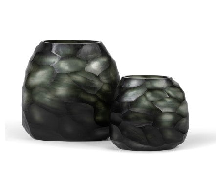STYLING  ITEM - Pebble Vase  Large Cloud Cut /  2 Tone Finish / Glass / 32 x 20 x 34H