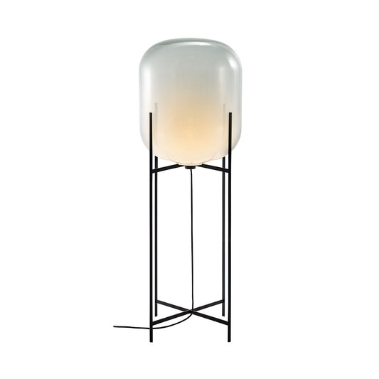 Floor lamp - Oda Big / Moonlight White Glass / Black Base / D45 x 140h