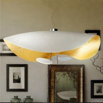 Chandelier I Pendant - Lederam Manta S2 / 100 x 53H / 120cm drop / White & Gold