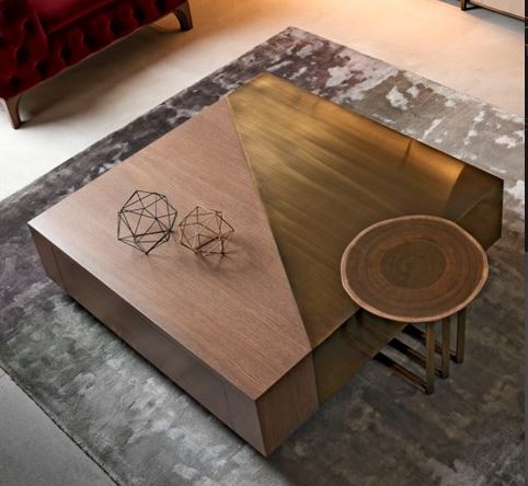 Coffee Table- Slash 82.343 / 105 x 105 x 32H / Oak / Brass