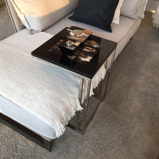 Tavolino Side Table Glossy black w/ Chrome