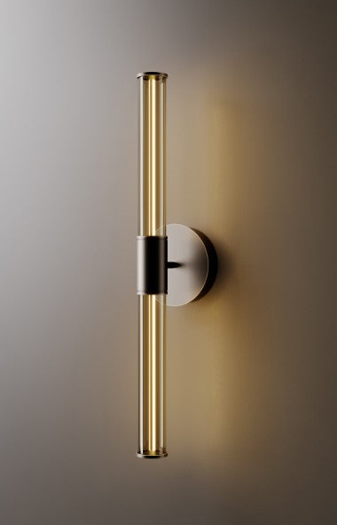 Wall Light - Cross / Dark Burnished Brass / Trans. Bronze Glass / 68 x 14 x 15H  / Triac dimm.