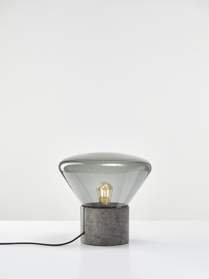 Muffins Table lamp Grey marble Smoke grey transparent glass