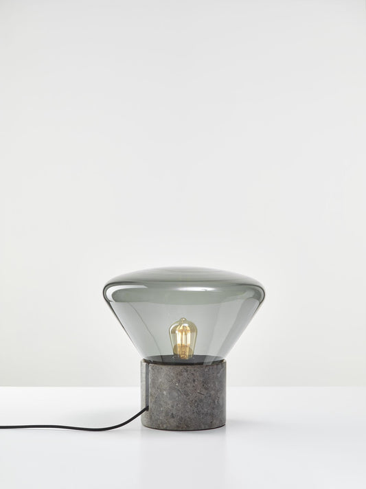 Table lamp - Muffins / 36 x 34.5H / Grey marble / Smoke grey transparent glass