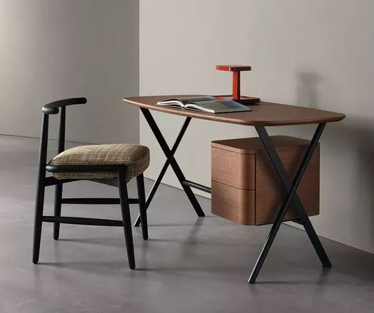 Desk - Jasper / 137 x 67 x 73H / Matt black frame / Almond Oak top and drawers