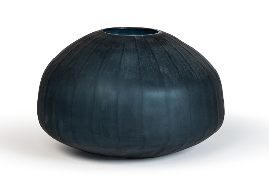 STYLING  ITEM - Papaver Vase / Blue Grey Stone / Vertical cut / D35 x 25H / Glass