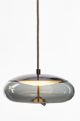 Knot Disco Pendant Smoke Grey Glass Brushed Champagne Lacquer