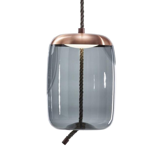 Chandelier I Pendant - Knot Cilindro / Smoke Grey Glass / Brushed Champagne Lacquer / D30 x 46h